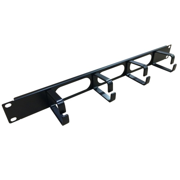 Cable Management Bar Vertical 4 Ring ‘Letterbox’ 1U Black 65mm