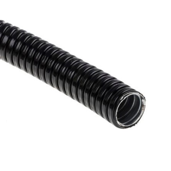 Galv Steel PVC Coated Conduit C-Series Flexible Corrugated PVC Black (L) 10m (Dia) 32mm