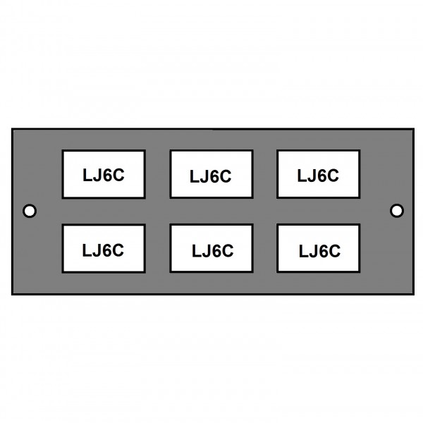 Floor Box Faceplate 6x LJ6C (For 3 Way Compact) Grey (H) 76mm x (L) 185mm
