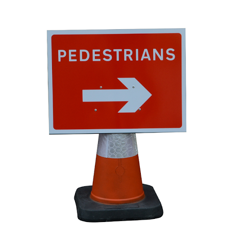Sign ‘Cone Type’ 600 x 450mm Pedestrians Right