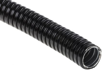 Galv Steel PVC Coated Conduit C-Series Flexible Corrugated PVC Black (L) 10m (Dia) 20mm 