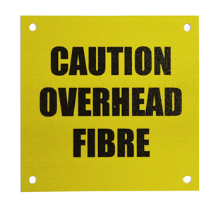 Caution Overhead Fibre Labels (pack of 10)