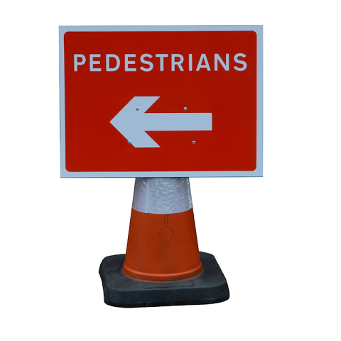 Sign ‘Cone Type’ 750mm Pedestrians Left