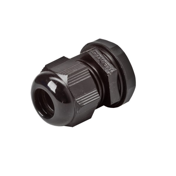 Sealed Cable Gland & Locknut M20s Nylon IP68 Black Clearance Hole 20mm Cable Dia 6mm-12mm Gland Length 25mm-36mm