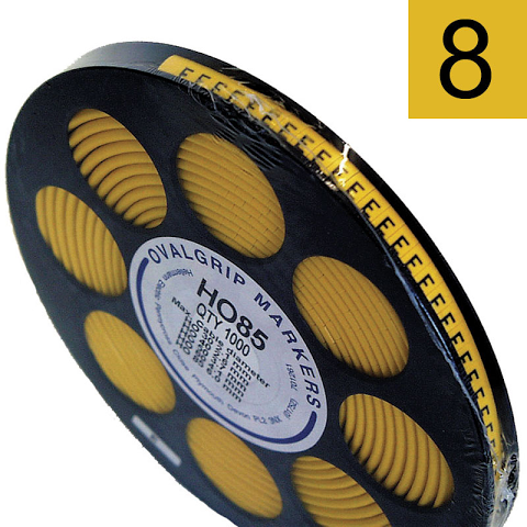 HO85 Oval Grip Numbers Black on Yellow 0 - 9